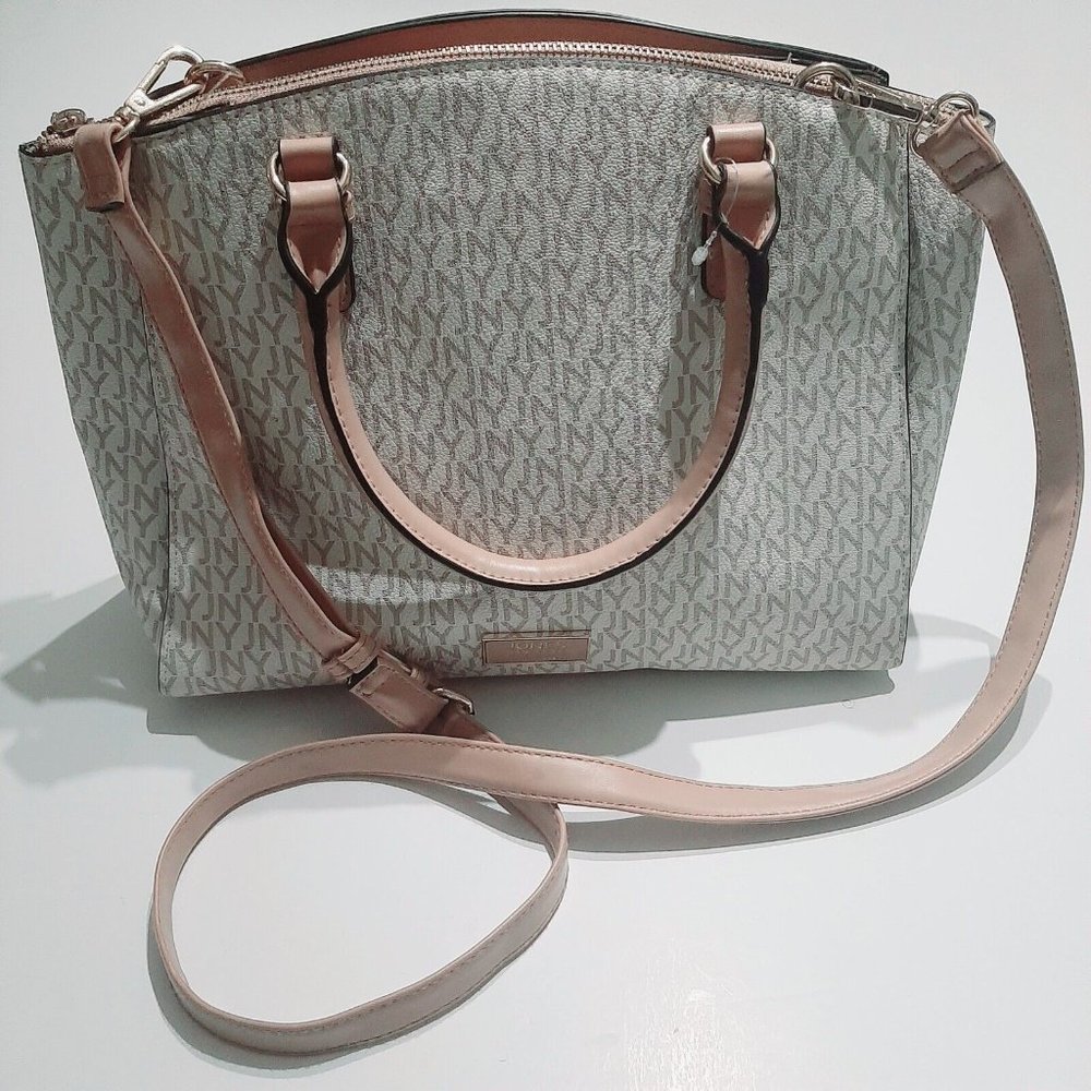 Jones New York Signature Greta White & Tan Double Handle Crossbody Handbag